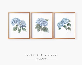 Blaue Hortensie Poster Set: Galerie Wandkunst (Digitaler Download)