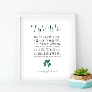 Shamrock Baptism gift, Dedication gift, Ireland Baptism Gift, Download Confirmation Name Sign, First Communion Christian gift idb95