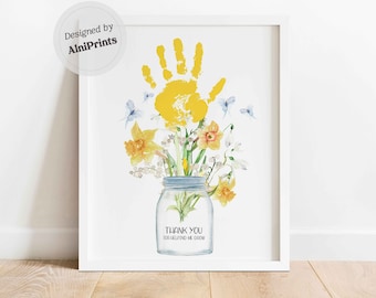 Thank You For Helping Me Grow Handprint Appreciation Nanny kindergarten teacher Daycare Babysitter Pre-School gift handprint craft DIY