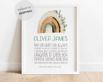 First communion gift boy Personalized Baptism Gift boy Christening gifts dedication gift godson gift Baptism baby name Bible Verse print