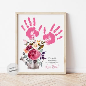 Grannies Handabdruck Vorlage wenn Grannies Blumen Geburtstag Geschenk von Baby Kinder Kleinkind Kleinkind druckbare DIY Erinnerung Andenken