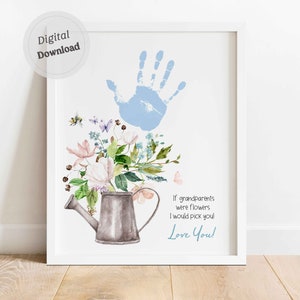 Abuelos Handprint arte Día de los abuelos artesanía imprimible Huella Arte Guardería Actividades DIY memoria recuerdo niño pequeño Regalo Artesanía DIY