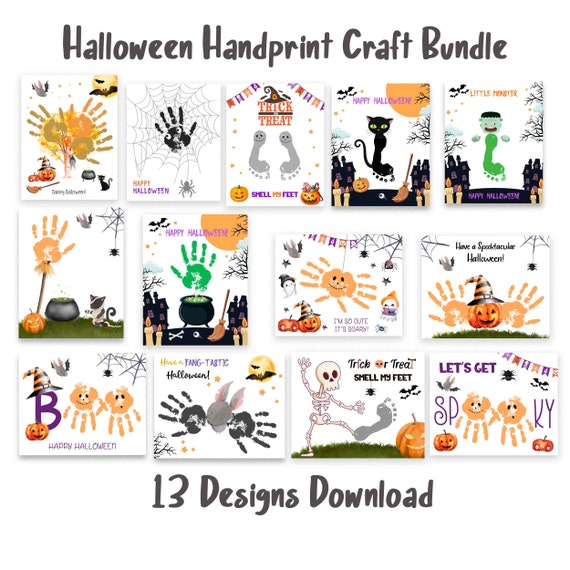 Halloween Handprint Footprint Art Craft Printable Set