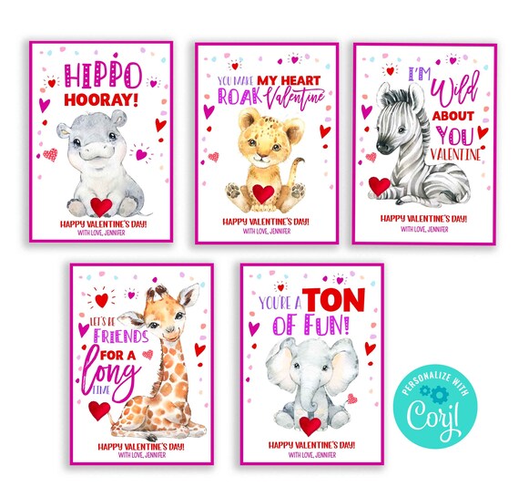 Jungle Valentine Card Printable Template Safari Valentines