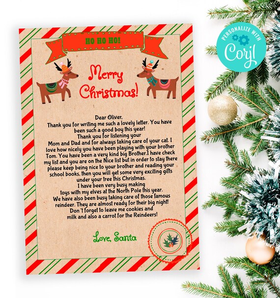 Letter From Santa North Pole Letter Editable Digital Santa