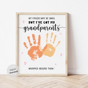 Huella de la mano del día de los abuelos / Abuelos envueltos alrededor de mis dedos / tarjeta del día de los abuelos imprimible / Nieto Nieto niño pequeño DIY