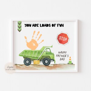 Handafdrukcadeaus voor papa, Handafdruk voor Vaderdag, Handafdruk bouwvoertuigen, Veel plezier, Voetafdruk voor baby's