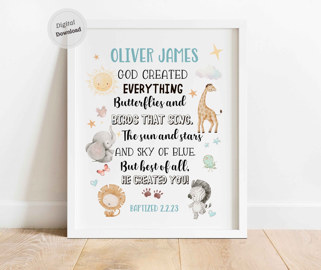 Personalized Baptism Boy Baptism Gift Christening Gifts Christian Wall