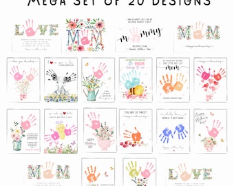 Mother's day handprint craft- 20 Mother's day Handprint Art Bungle - template for preschool, pre-k, kindergarten, pre-k, infant daycare