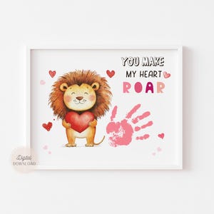 Valentines Lion Handabdruck Kunst, You make my heart roar Handabdruck Kunst, Kleinkind Handabdruck Karte, Kinder Handabdruck Kunst, Tagesaktivitäten