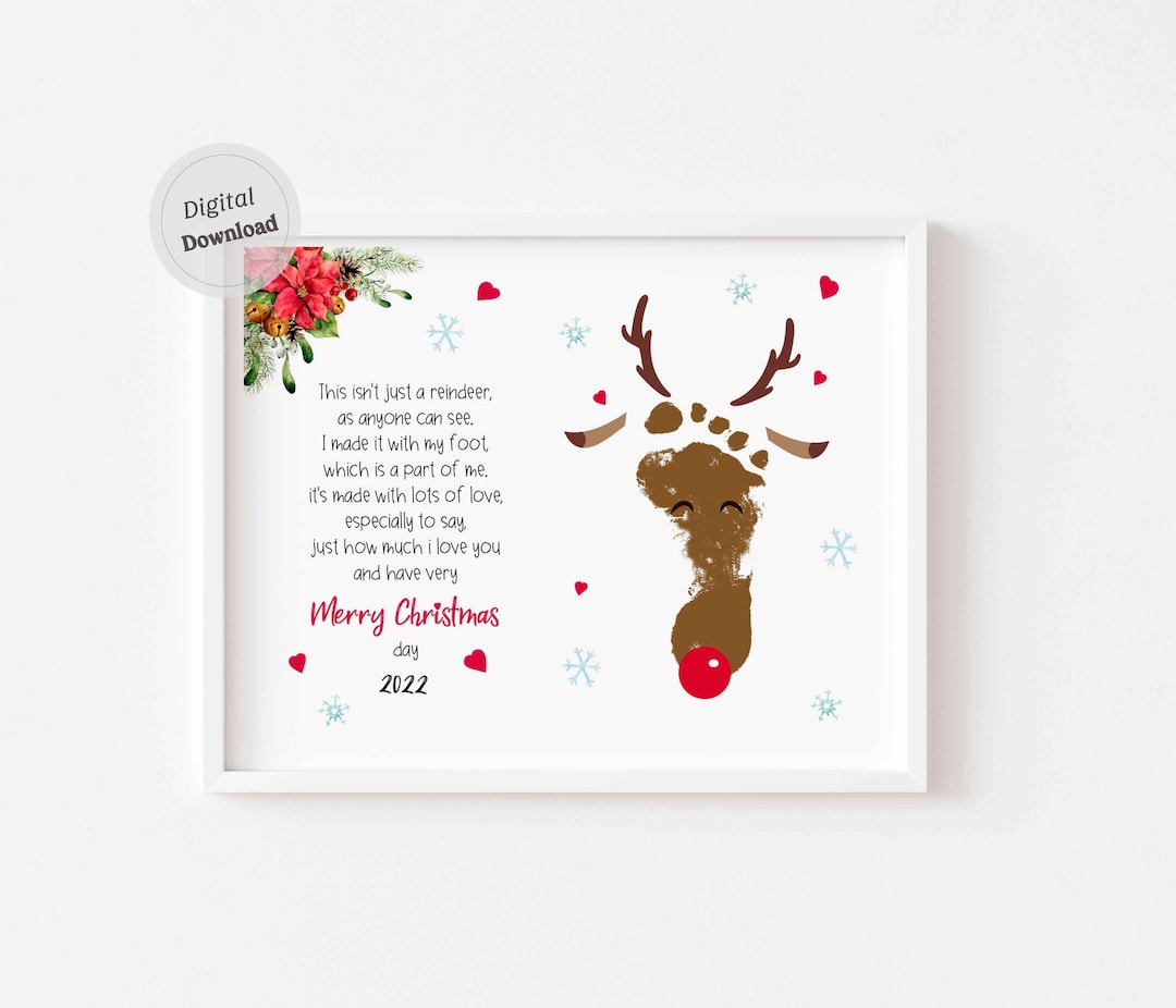 Footprint Reindeer Poem Art Printable Download Template - Etsy
