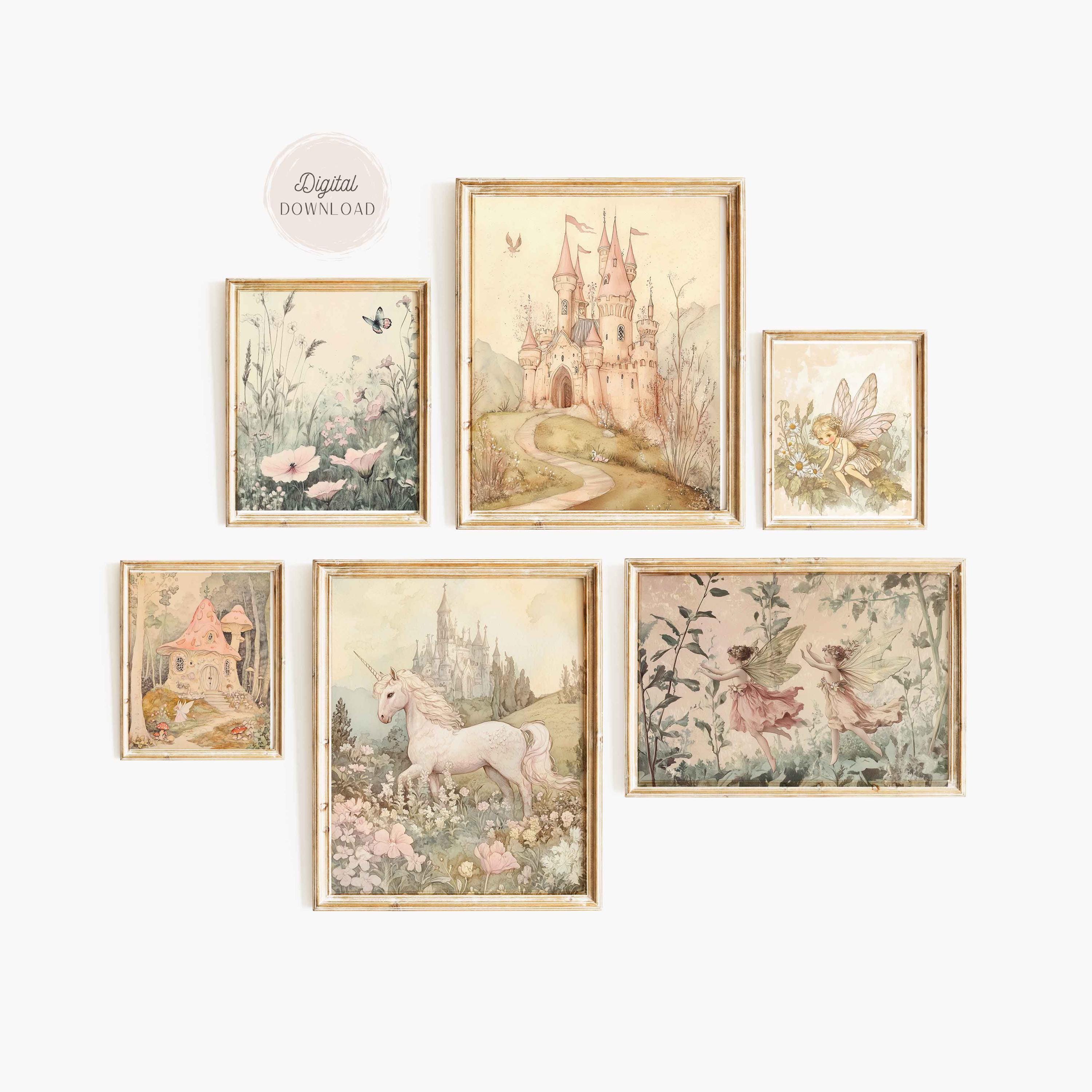 Vintage Fairytale Nursery Wall Art: Magical Storybook Print Baby Girl Room Decor (Antique Artworks)
