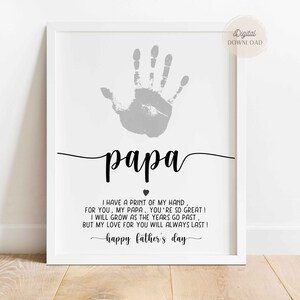 Poème de papa art de l'empreinte de main, artisanat pour la fête des pères, souvenir imprimable de grand-père de papa grand-père, impression de main de bébé de bébé de bébé d'enfants de tout-petits, téléchargement