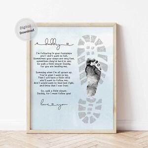 Footsteps Daddy Poem Boot Father's Day Footprint Art Template Sign ...