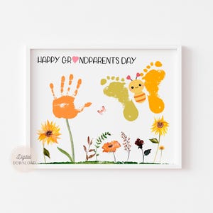 Arte con huellas de manos para el día de los abuelos, arte con huellas de manos y pies, arte con huellas de mariposas y flores, arte con huellas para bebés, manualidades para el día de los abuelos
