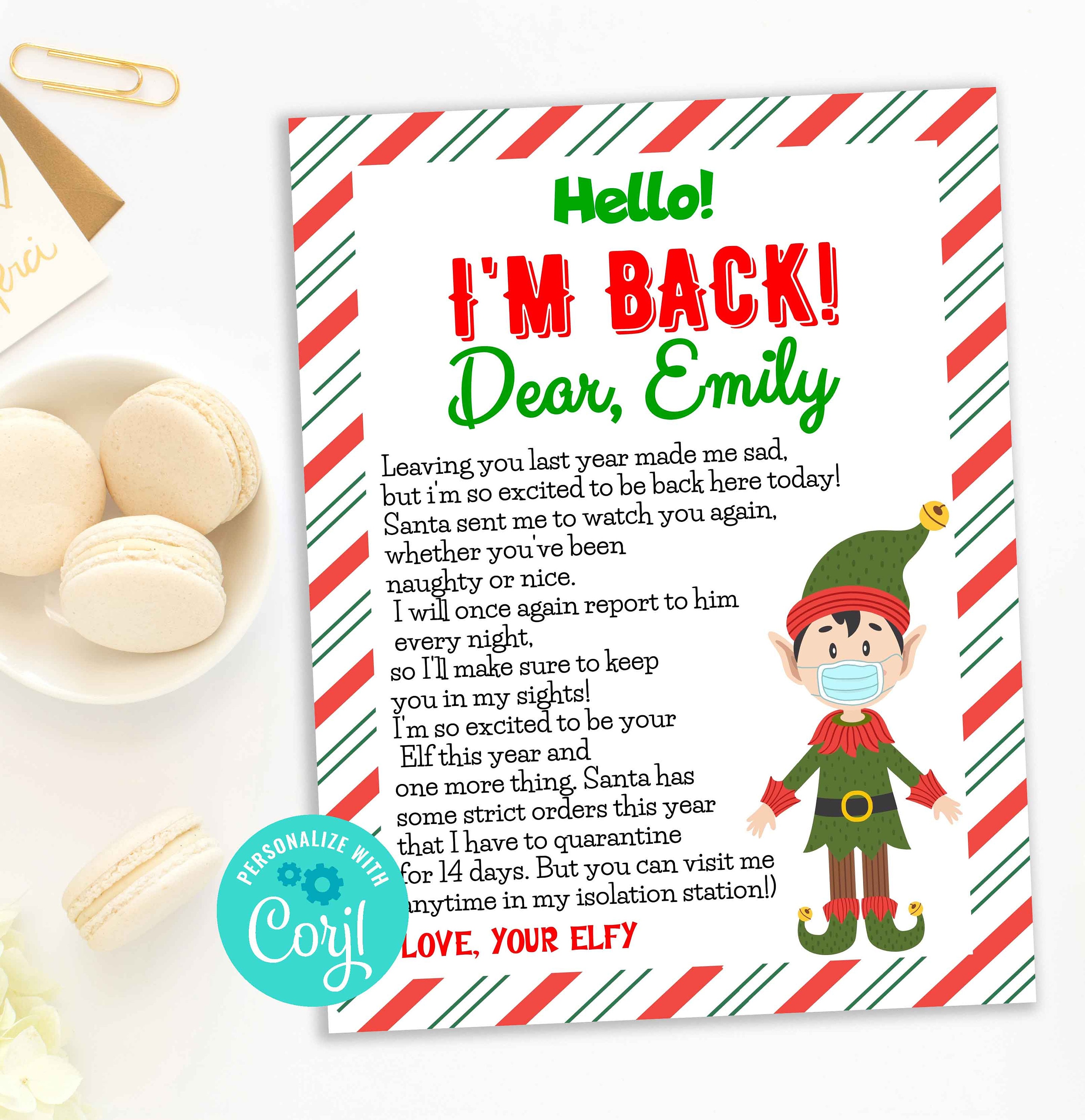Personalized Quarantine elf letter download Elf Arrival Letter Etsy