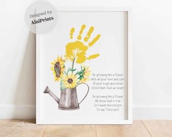 Handprint art for grandma Mothers day craft printable Sunflower Poem Footprint Art Daycare Activities memory keepsake Gift Craft DIY
