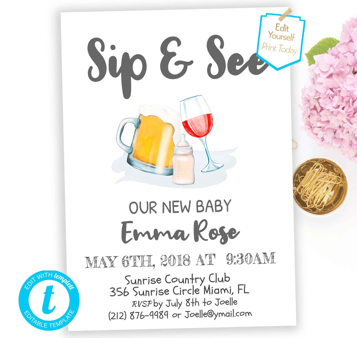 Sip and See Invitation Meet and Greet Invitation Gender Reveal Etsy