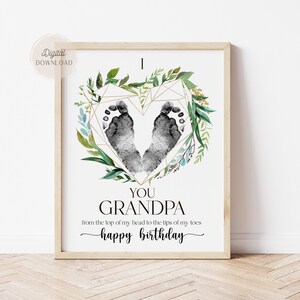 Liebe dich bis in die Zehenspitzen Fußabdruck Kunst für Opa Geburtstag Karte Handabdruck druckbare Kunst Kita Erinnerung Andenken Geschenk Basteln DIY