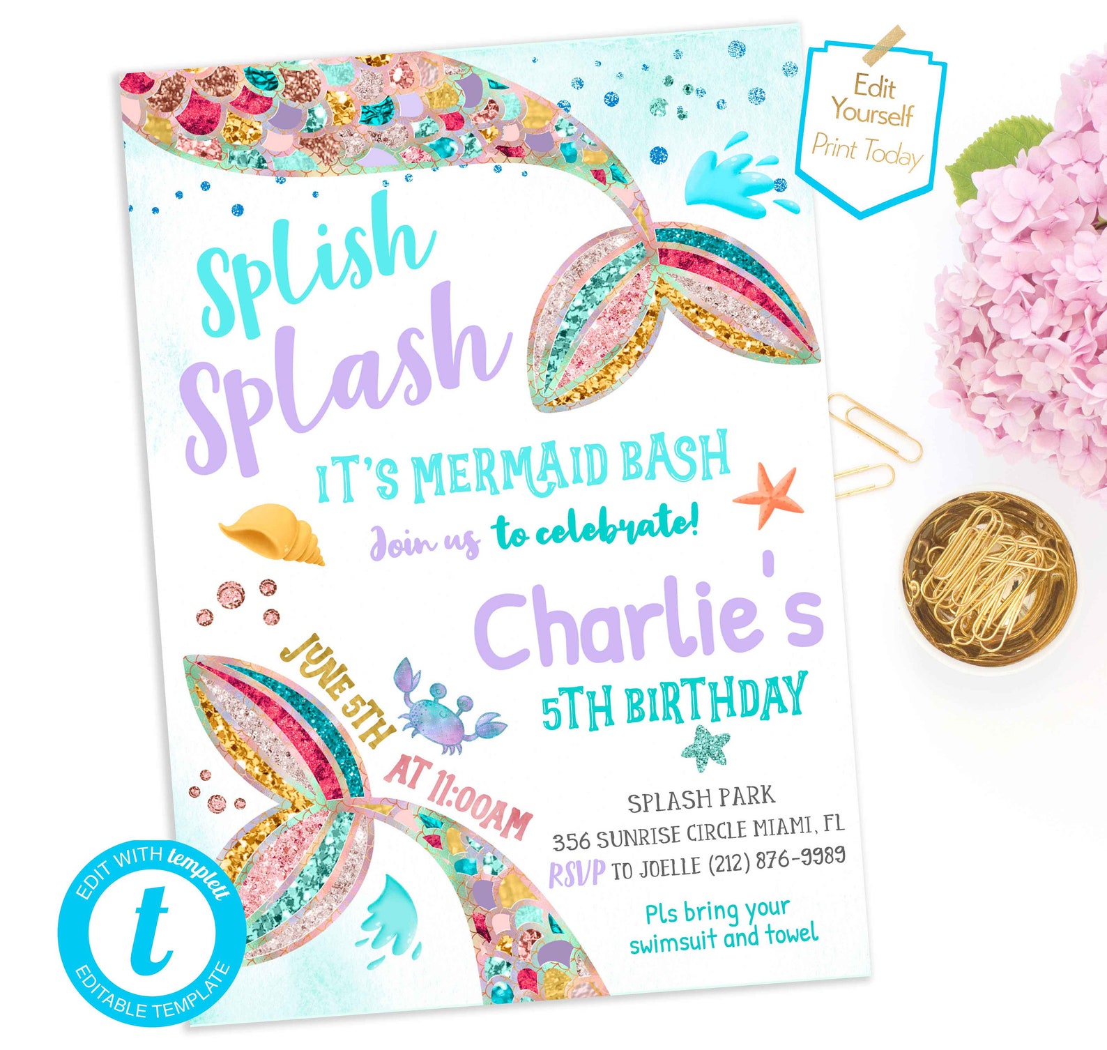 splish-splash-mermaid-birthday-invitation-template-mermaid-etsy