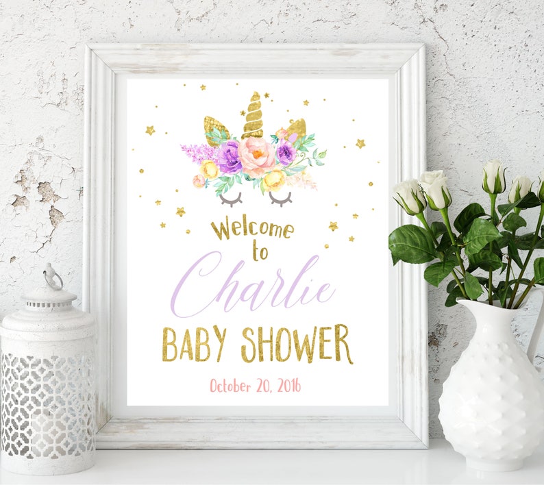 Unicorn Baby Shower Welcome Sign Brunch for Baby Magical Centerpiece Baby Shower decor Instant Download Baby Shower banner idbss34