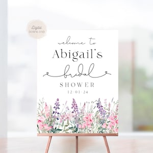 Lavender Bridal Shower Welcome Sign, Bridal Shower Welcome Sign lilac, Garden wedding shower Decorations, Floral summer bridal shower ideas