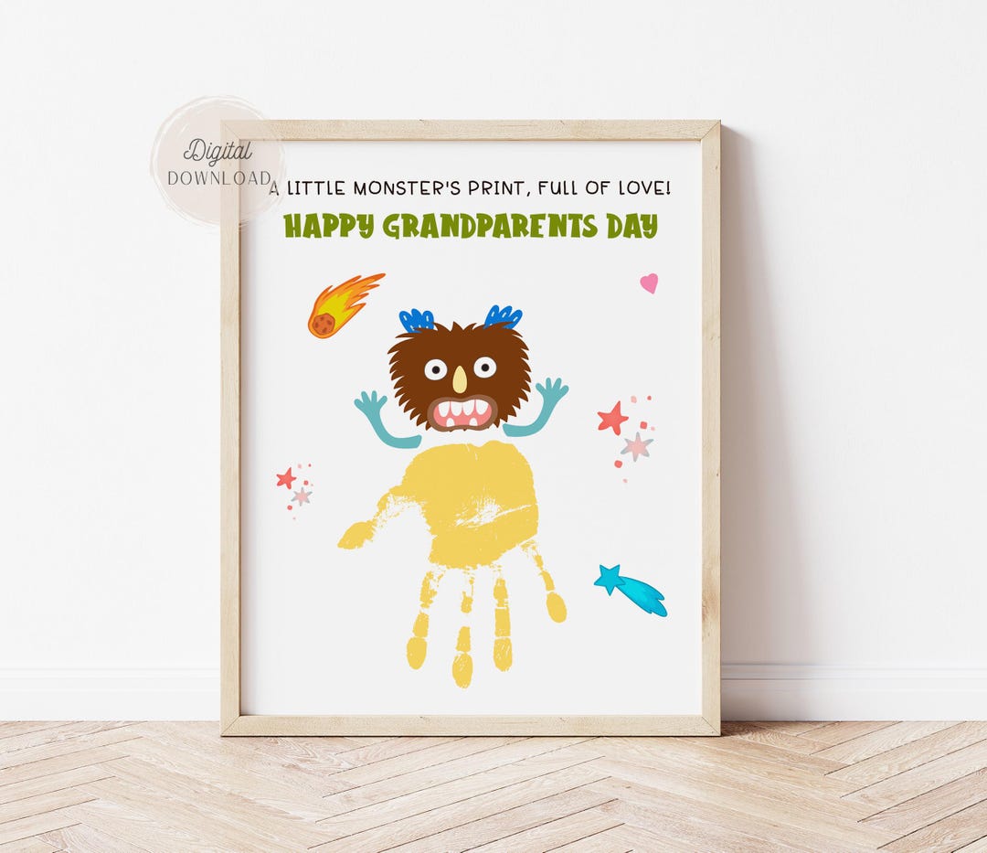Little Monster Handprint Art, Handprint Craft for Grandparents Day ...