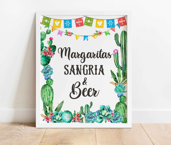 Printable Margaritas Sangria and Beer Sign Fiesta Bar Signage | Etsy