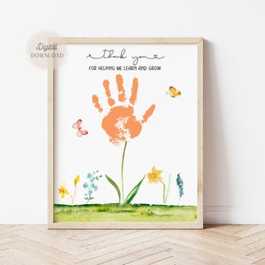 Merci de votre aide - empreinte de main artistique - enseignante d'appréciation pour le préscolaire, garderie, baby-sitter, préscolaire - création d'empreintes de main à 2 mains