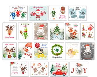 Christmas crafts for preschoolers handprint Bundle / Mega Christmas handprint cards kit printable / Toddler Kids infants Activities