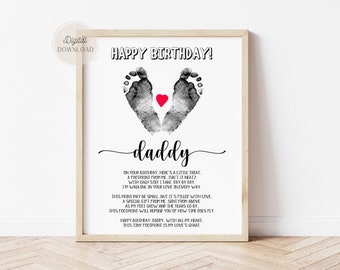 Daddy Footprint Birthday Card - Daddy Birthday Poem -  Happy Birthday Quotes to my Daddy - Footprint Art - 1st birthday as a daddy