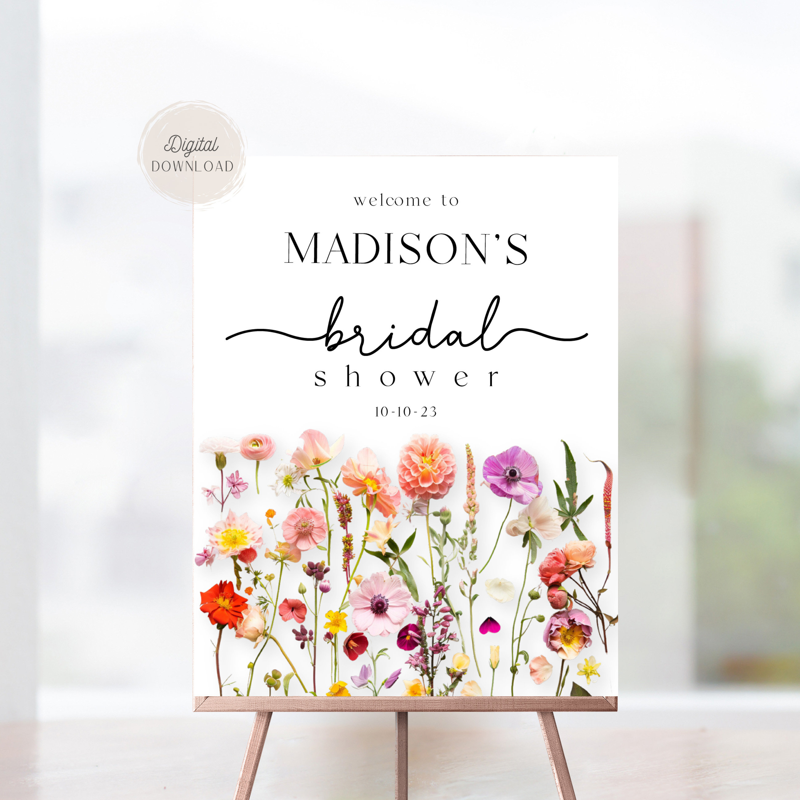 Wildflower Bridal Shower Welcome Sign: Garden Decorations (Digital Download)