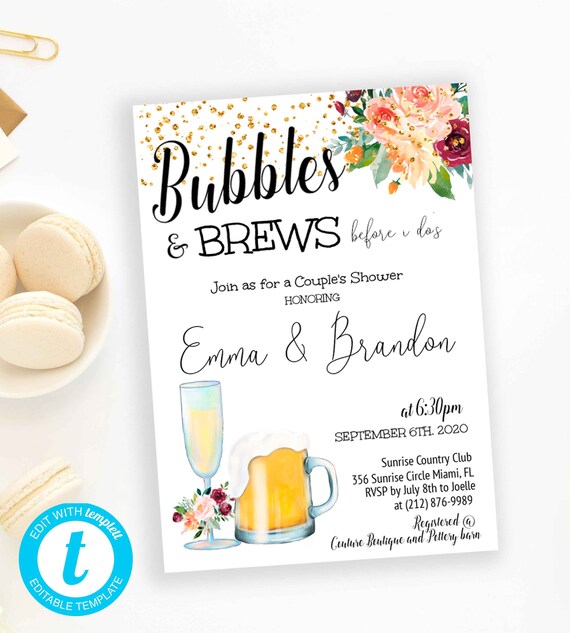 Bubbles and Brews Couples Shower Download Bridal Shower Etsy