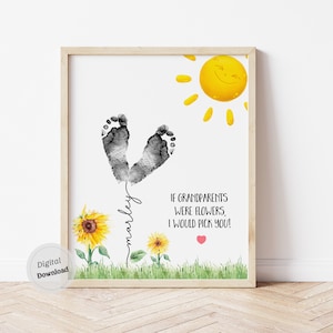 if Grandparents were flowers i would First 1st Grandparents day footprint Personalized template Card with baby feet stem name keepsake