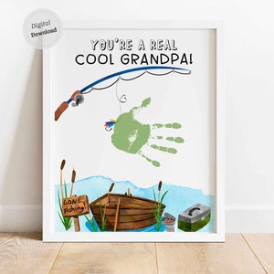 Peixe handprint arte real legal vovô handprint artesanato modelo sinal do dia dos pais presente de aniversário imprimível crianças infantil recém-nascido