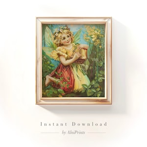Fairy Tale print, Magical forest art, Enchanting Forest Wall Art, Retro Fairy print, Whimsical Baby Girl, Antique Vintage Painting Fantasy