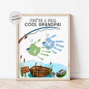 Real legal vovô handprint arte bebê peixe mão impressão modelo sinal do dia dos pais presente imprimível crianças neto infantil recém-nascido