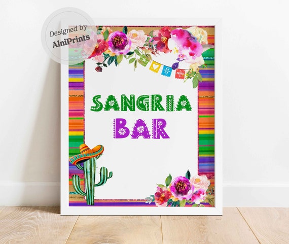 Printable Sangria Bar Sign Fiesta Signage Download Mexican - Etsy