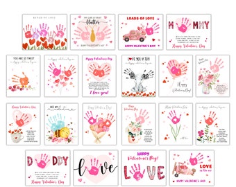 Valentine's Day Crafts - 20 Valentine Handprint Art Bungle - Valentine crafts for preschool, pre-k, kindergarten, pre-k, infant daycare