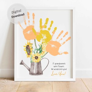 Si los abuelos fueran tres Handprint craft imprimible Footprint Art Daycare Activities DIY memoria recuerdo niño regalo Sunflower Craft DIY