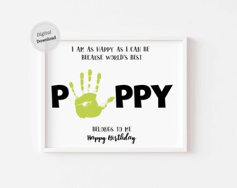 Worlds Best Poppy Handprint art for Grandpa Birthday card Activities printable Footprint Art Daycare memory keepsake Gift Craft DIY