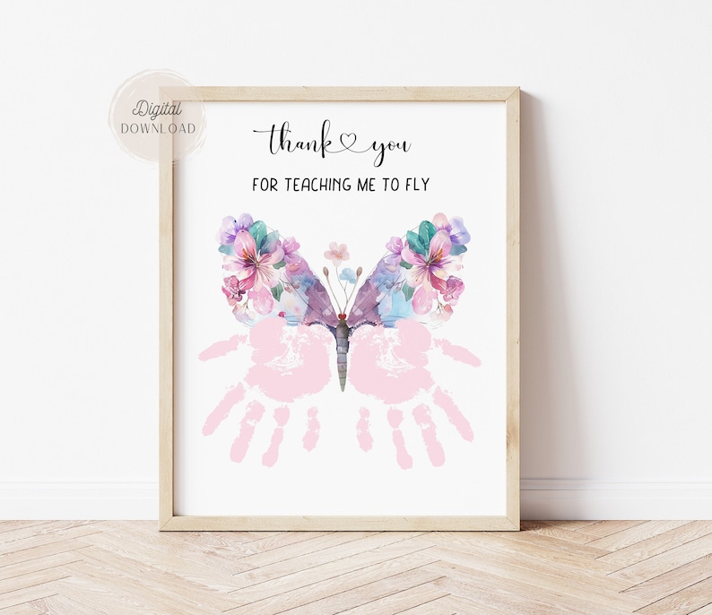 Butterfly Handprint Art, Thank You For Helping fly, Handprint Appreciation, teacher Daycare Babysitter Pre-School, thank you teaching image 1