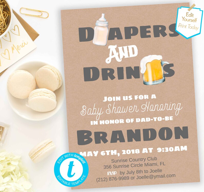 Diapers And Beer Invite Diaper Baby Shower Invitation Dad To Be Invitations Dads Huggies Chuggies