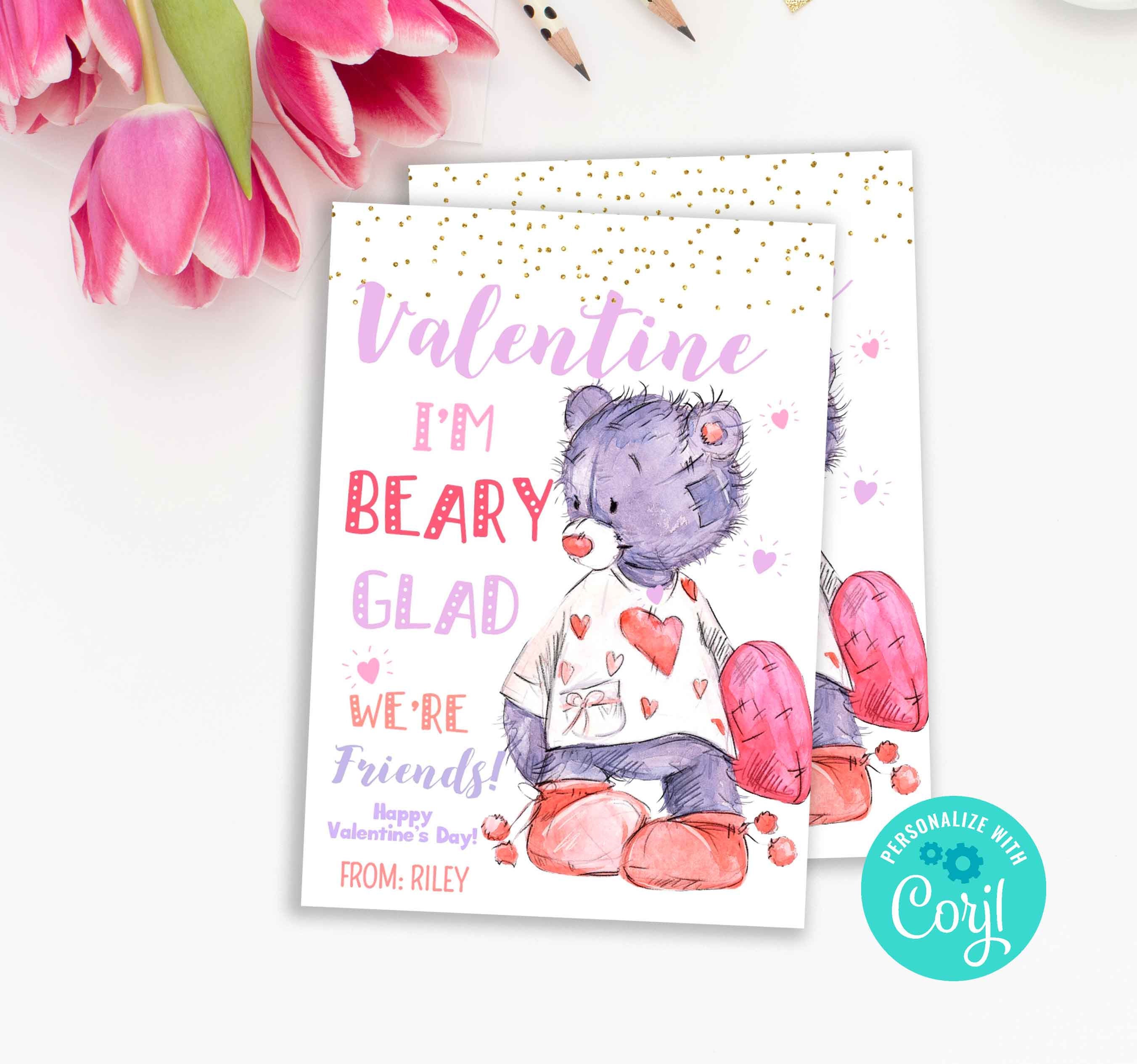Beary Glad We're Friends tag Bear Valentine Gummy Bears | Etsy