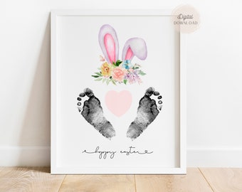 Easter Bunny Footprints,  Easter Bunny Paw Prints, Bunny Rabbit Footprint, Bunny Footprint,  Bunny Foot Print Craft, Easter Handprint Art