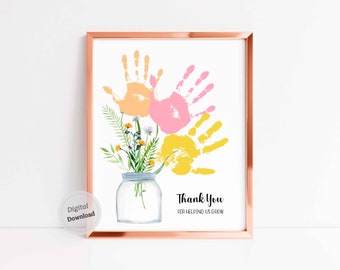 Thank You For Helping Us Grow Handprint mothers day grandma Appreciation kindergarten teacher Daycare Babysitter Pre-School handprint art