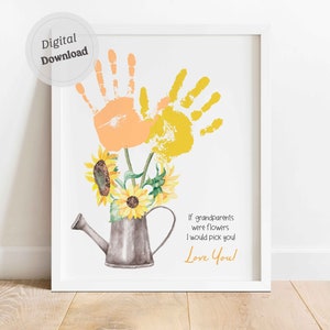 Si los abuelos fueran Handprint Grandparents day craft imprimible Footprint Art Daycare Activities DIY memoria recuerdo niño regalo Craft DIY