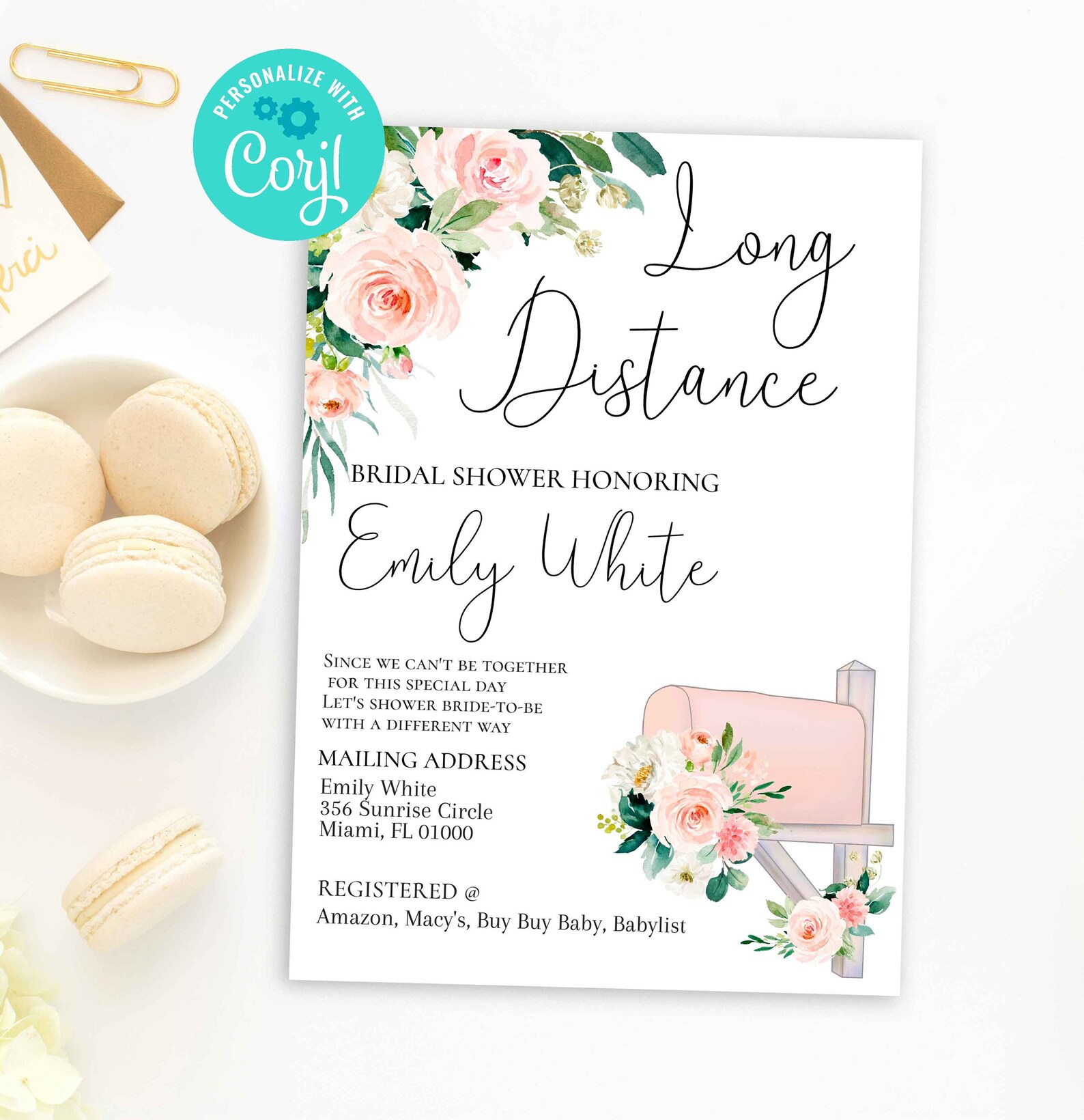 Long distance Bridal Shower invite Download Bridal Shower by Etsy