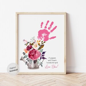 Omas Handabdruck Kunst wenn Omas Blumen Geburtstagsgeschenk von Baby Kinder Säugling Kleinkind druckbare DIY Erinnerung Andenken