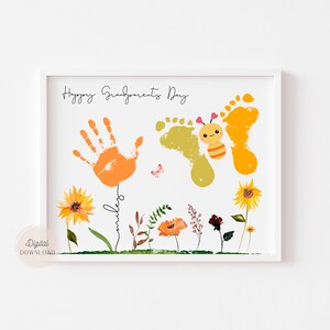 Erster Großeltern-Tag Handabdruck und Fußabdruck, personalisierter Handabdruck, Baby-Hand- und Fußkunst mit Namen, druckbares Andenken
